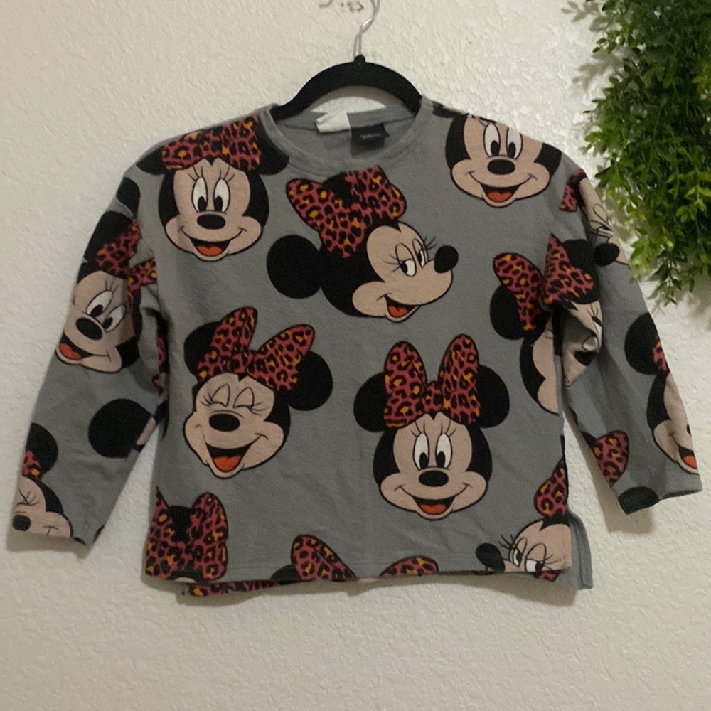 Zara Disney Minnie Mouse Gray Top